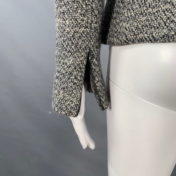 ALEXANDER MCQUEEN Size 4 Grey Black Wool Blend Boucle Single Breasted Jacket - Picture 7 of 12